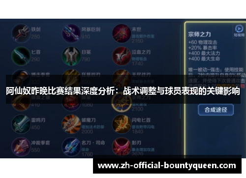 阿仙奴昨晚比赛结果深度分析:战术调整与球员表现的关键影响 阿仙奴昨晚比赛结果深度分析:战术调整与球员表现的关键影响